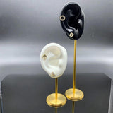 Maxbell Durable Earring Display Holder Human Ear Model Stud Holder Soft Silicone White Right