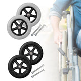 Maxbell 2 Pieces Wheelchair Replacement Wheels 8" Solid Tire for Wheelchairs Walkers Gray