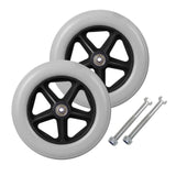 Maxbell 2 Pieces Wheelchair Replacement Wheels 8" Solid Tire for Wheelchairs Walkers Gray