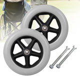Maxbell 2 Pieces Wheelchair Replacement Wheels 8" Solid Tire for Wheelchairs Walkers Gray