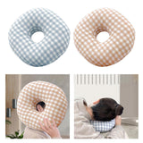 Maxbell O Shaped Ear Piercing Pillow with A Hole Soft for Side Sleepers Relaxation Blue Plaid