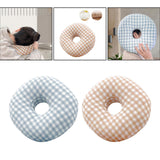 Maxbell O Shaped Ear Piercing Pillow with A Hole Soft for Side Sleepers Relaxation Blue Plaid