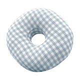 Maxbell O Shaped Ear Piercing Pillow with A Hole Soft for Side Sleepers Relaxation Blue Plaid