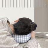 Maxbell O Shaped Ear Piercing Pillow with A Hole Soft for Side Sleepers Relaxation Blue Plaid