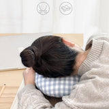 Maxbell O Shaped Ear Piercing Pillow with A Hole Soft for Side Sleepers Relaxation Blue Plaid