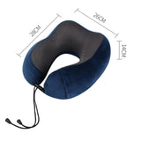 Maxbell Ushape Neck Pillow Travel Washable Sleep Memory Foam Supplies Head Blue