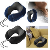 Maxbell Ushape Neck Pillow Travel Washable Sleep Memory Foam Supplies Head Blue