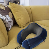 Maxbell Ushape Neck Pillow Travel Washable Sleep Memory Foam Supplies Head Blue