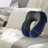 Maxbell Ushape Neck Pillow Travel Washable Sleep Memory Foam Supplies Head Blue