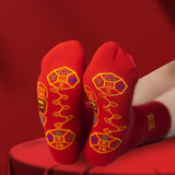 Maxbell New Years Red Cotton Socks for Adults Teens Breathable Warm Stretchy