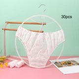 Maxbell 30x Disposable Underwear Panties Handy Elastic Waistband for Hotel Travel With flower