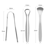 Maxbell 3x Portable Tongue Scraper Cleaner for Adults Kids Stainless Steel with Case Argent