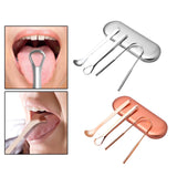 Maxbell 3x Portable Tongue Scraper Cleaner for Adults Kids Stainless Steel with Case Argent