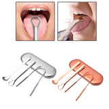 Maxbell 3x Portable Tongue Scraper Cleaner for Adults Kids Stainless Steel with Case Argent