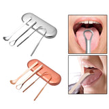 Maxbell 3x Portable Tongue Scraper Cleaner for Adults Kids Stainless Steel with Case Argent