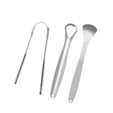 Maxbell 3x Portable Tongue Scraper Cleaner for Adults Kids Stainless Steel with Case Argent