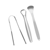 Maxbell 3x Portable Tongue Scraper Cleaner for Adults Kids Stainless Steel with Case Argent