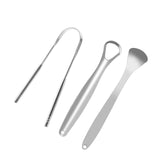 Maxbell 3x Portable Tongue Scraper Cleaner for Adults Kids Stainless Steel with Case Argent