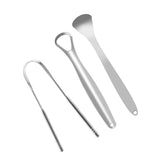 Maxbell 3x Portable Tongue Scraper Cleaner for Adults Kids Stainless Steel with Case Argent