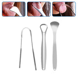 Maxbell 3x Portable Tongue Scraper Cleaner for Adults Kids Stainless Steel with Case Argent