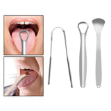 Maxbell 3x Portable Tongue Scraper Cleaner for Adults Kids Stainless Steel with Case Argent