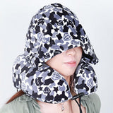 Maxbell Ergonomic Memory Foam Neck Travel Pillow with Hoodie for Airplane Car Home Blue