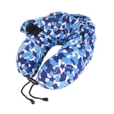 Maxbell Ergonomic Memory Foam Neck Travel Pillow with Hoodie for Airplane Car Home Blue