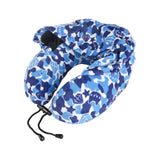 Maxbell Ergonomic Memory Foam Neck Travel Pillow with Hoodie for Airplane Car Home Blue