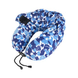 Maxbell Ergonomic Memory Foam Neck Travel Pillow with Hoodie for Airplane Car Home Blue
