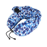 Maxbell Ergonomic Memory Foam Neck Travel Pillow with Hoodie for Airplane Car Home Blue