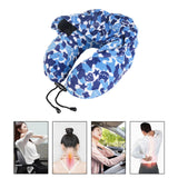 Maxbell Ergonomic Memory Foam Neck Travel Pillow with Hoodie for Airplane Car Home Blue