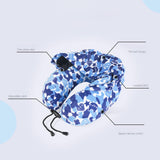 Maxbell Ergonomic Memory Foam Neck Travel Pillow with Hoodie for Airplane Car Home Blue
