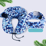 Maxbell Ergonomic Memory Foam Neck Travel Pillow with Hoodie for Airplane Car Home Blue