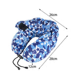 Maxbell Ergonomic Memory Foam Neck Travel Pillow with Hoodie for Airplane Car Home Blue
