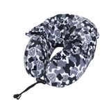 Maxbell Ergonomic Memory Foam Neck Travel Pillow with Hoodie for Airplane Car Home Black