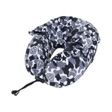 Maxbell Ergonomic Memory Foam Neck Travel Pillow with Hoodie for Airplane Car Home Black