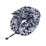 Maxbell Ergonomic Memory Foam Neck Travel Pillow with Hoodie for Airplane Car Home Black