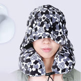Maxbell Ergonomic Memory Foam Neck Travel Pillow with Hoodie for Airplane Car Home Black