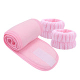 Maxbell 3x SPA Headband Face Washing Headband Wristbands Towel Band Washband Pink