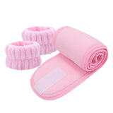 Maxbell 3x SPA Headband Face Washing Headband Wristbands Towel Band Washband Pink