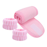 Maxbell 3x SPA Headband Face Washing Headband Wristbands Towel Band Washband Pink
