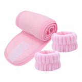 Maxbell 3x SPA Headband Face Washing Headband Wristbands Towel Band Washband Pink