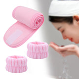 Maxbell 3x SPA Headband Face Washing Headband Wristbands Towel Band Washband Pink