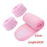 Maxbell 3x SPA Headband Face Washing Headband Wristbands Towel Band Washband Pink