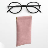 Maxbell Portable Sunglasses Pouch Sunglasses Storage Pouch Soft PU Leather Case Pink