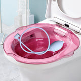 Maxbell Sitz Bath Basin for Toilet Wider Seating Area Hip Bath for Elderly Women Men Pink with flusher