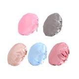 Maxbell Shower Cap Reusable Waterproof Layer Bathing Hair Cap for Salon Girls Ladies Light Pink