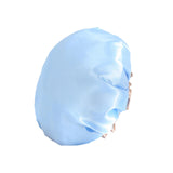 Maxbell Shower Cap Reusable Waterproof Layer Bathing Hair Cap for Salon Girls Ladies Blue