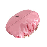 Maxbell Shower Cap Reusable Waterproof Layer Bathing Hair Cap for Salon Girls Ladies Rose Pink