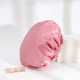 Maxbell Shower Cap Reusable Waterproof Layer Bathing Hair Cap for Salon Girls Ladies Rose Pink